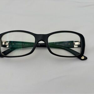Versace Black Frame Eyeglasses with Green Temples